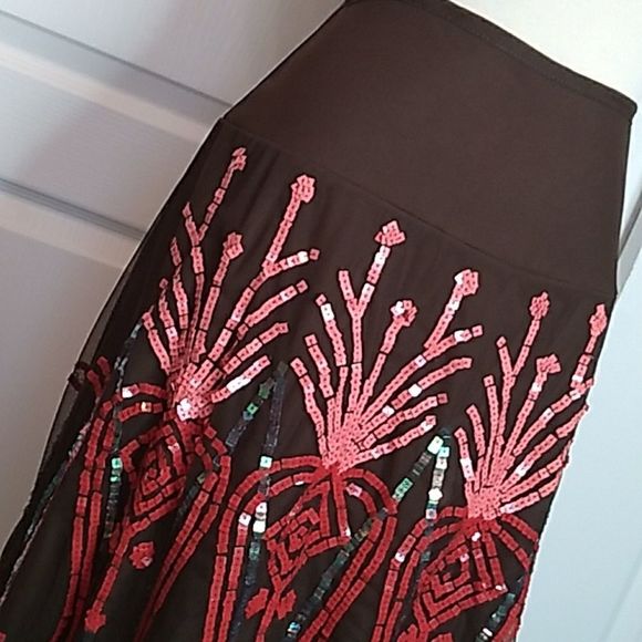 VINTAGE SEQUINED SKIRT SEQUIN TULLE MIDI A Line SIZE 4 WOMENS 4 SMALL - Picture 1 of 7